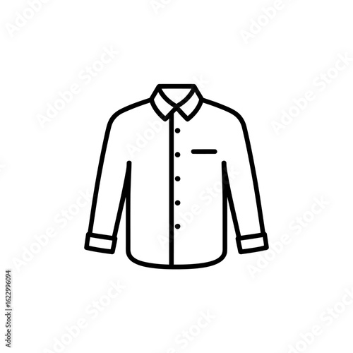 Iconic white dress shirt with long sleeves and button down design vector illustration for fashion and apparel