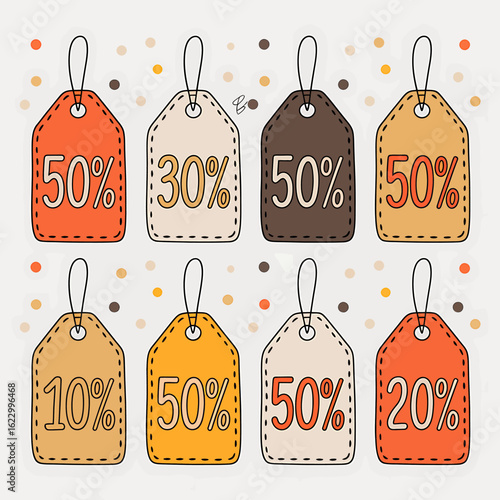 Colorful Sale Tags with Discount Percentages Illustration for Retail Promotions and Marketing Campaigns with Various Offers