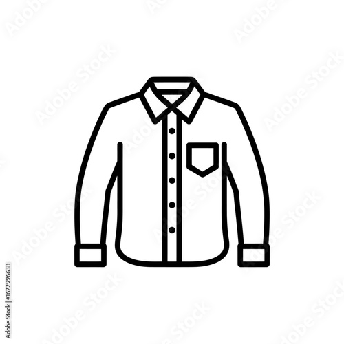 Illustration of a long sleeve button down shirt with pocket business casual and formal wear line art fashion icon