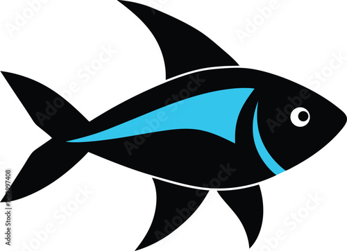 Stylized fish clip art in vector format, highlighting its shape and colors in a playful manner