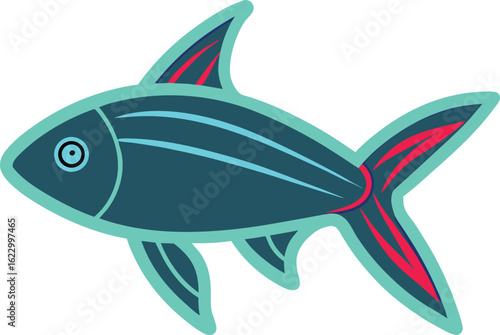 Stylized fish clip art in vector format, highlighting its shape and colors in a playful manner