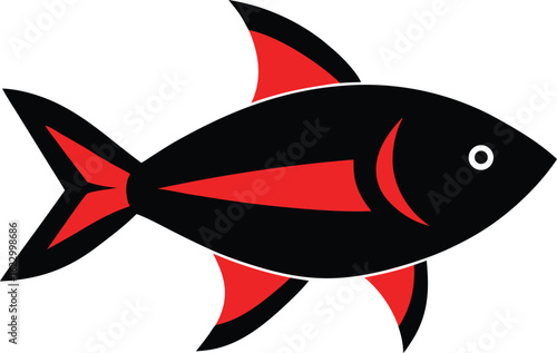 Stylized fish clip art in vector format, highlighting its shape and colors in a playful manner