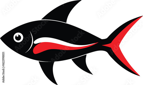 Stylized fish clip art in vector format, highlighting its shape and colors in a playful manner