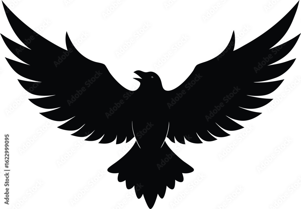 Fototapeta premium Majestic eagle in flight silhouette wings wide open isolated on transparent background