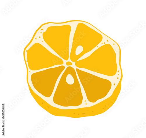 Sliced lemon isolated illustration, citrus fruit, vitamin c