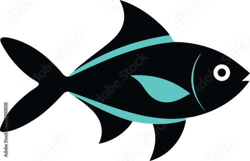 Stylized fish clip art in vector format, highlighting its shape and colors in a playful manner