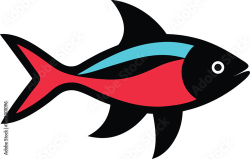  Simple vector illustration of a fish, featuring vibrant colors and a clean, modern design