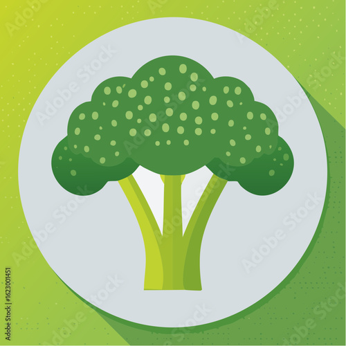 Stylized Broccoli Illustration on Gradient Background Promoting Healthy Eating Habits