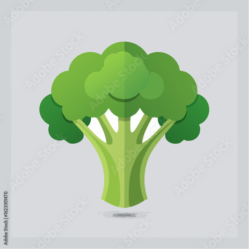 Stylized Broccoli Illustration Featuring Vibrant Green Hues and a Cheerful Design