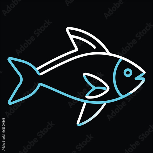 Simple vector illustration of a fish, featuring vibrant colors and a clean, modern design