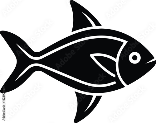  Simple vector illustration of a fish, featuring vibrant colors and a clean, modern design