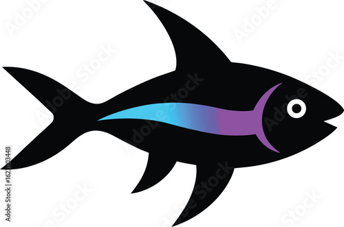  Simple vector illustration of a fish, featuring vibrant colors and a clean, modern design