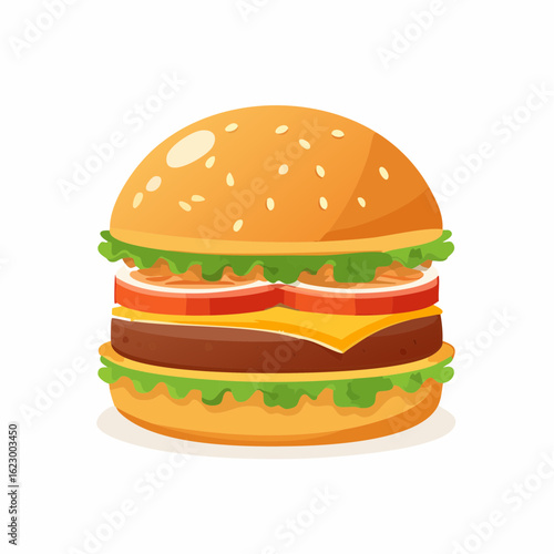 Cartoon burger with fresh ingredients showcasing simple yet appealing design elements