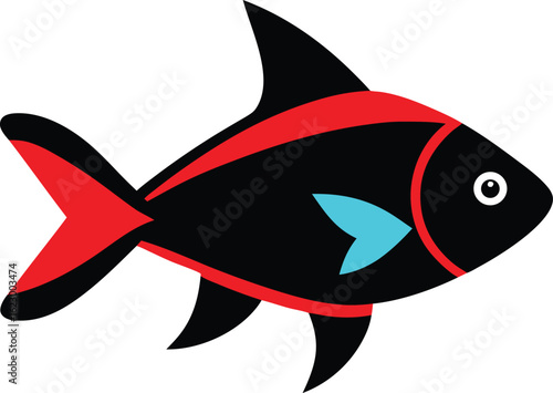  Simple vector illustration of a fish, featuring vibrant colors and a clean, modern design