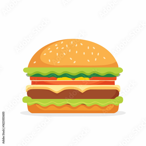 Cartoon Burger Delight: A Colorful and Delicious Illustration of a Classic Fast Food Treat