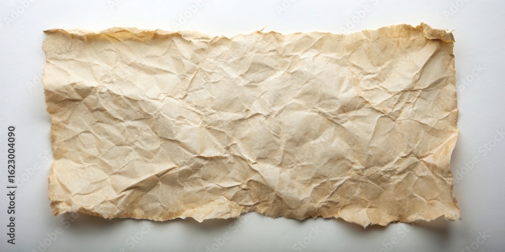 Obraz premium A Textured Background of Crumpled, Aged Paper with Irregular Edges and a Subtle Tan Hue