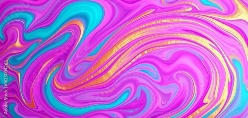 Vibrant abstract swirls in teal, pink, and gold, energy, image
