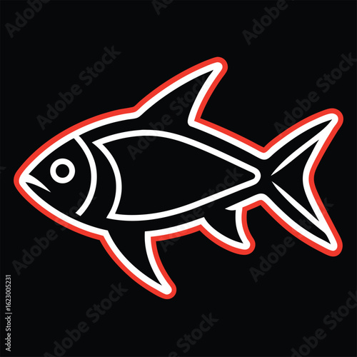 Colorful vector clip art of a fish, showcasing its fins and scales in a stylized design