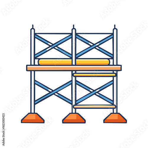 Construction scaffolding framework platform structure for repair work or stage building illustration