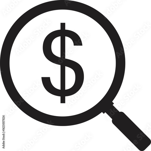 Looking for money icon . Magnifying glass with dollar icon isolated on white background  . Money search icon. vector illustration 

