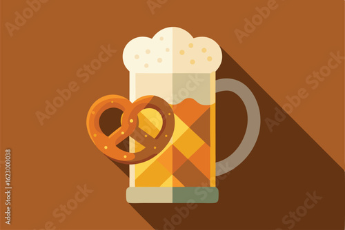 oktoberfest beer mug and pretzel background  .eps