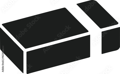 Rectangular Eraser Silhouette – Minimal Stationery Vector for School and Office Supplies