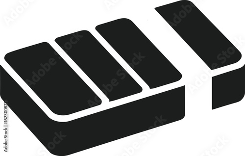 Striped Eraser Silhouette – Minimal Vector Illustration for School and Office Stationery Use
