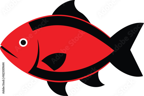 Colorful vector clip art of a fish, showcasing its fins and scales in a stylized design
