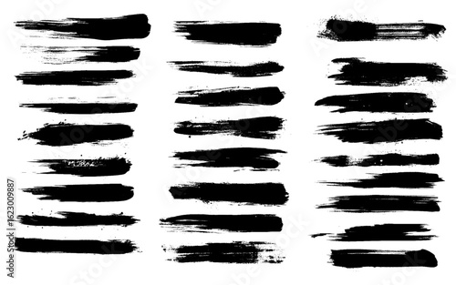 Vector set of grunge brush strokes. Oil brushes stock illustration