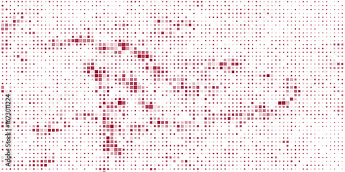 Abstract vector illustration with small squares and pixels. orange Dot halftone with randomus opacity