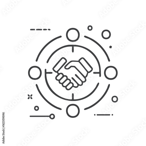 Handshake Icon Agreement Connection Communication Collaboration Business Cooperation Deal on Black