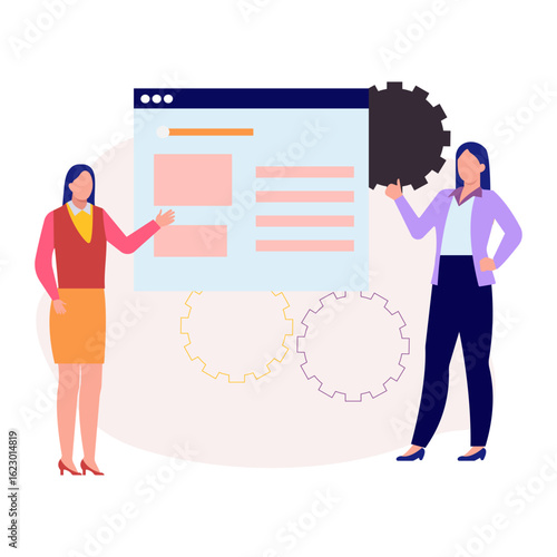 Business girls presenting business topic