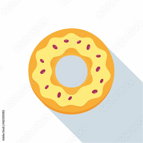 Enticing overhead view of a delectable doughnut with luscious yellow frosting and vibrant sprinkles