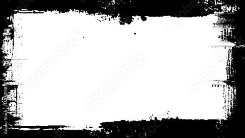 Black frame with worn paper effect on white background.