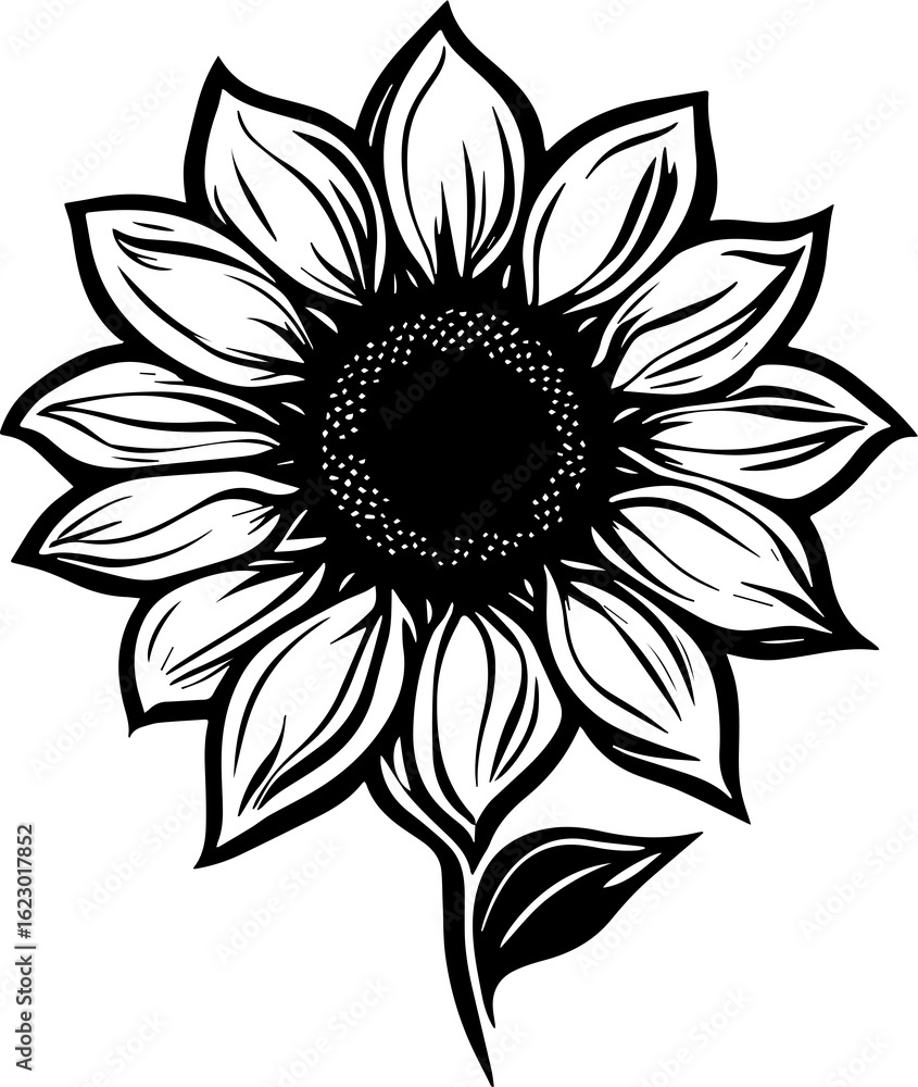 Fototapeta premium Sunflower silhouette icon