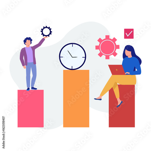 Teammates setting business gears