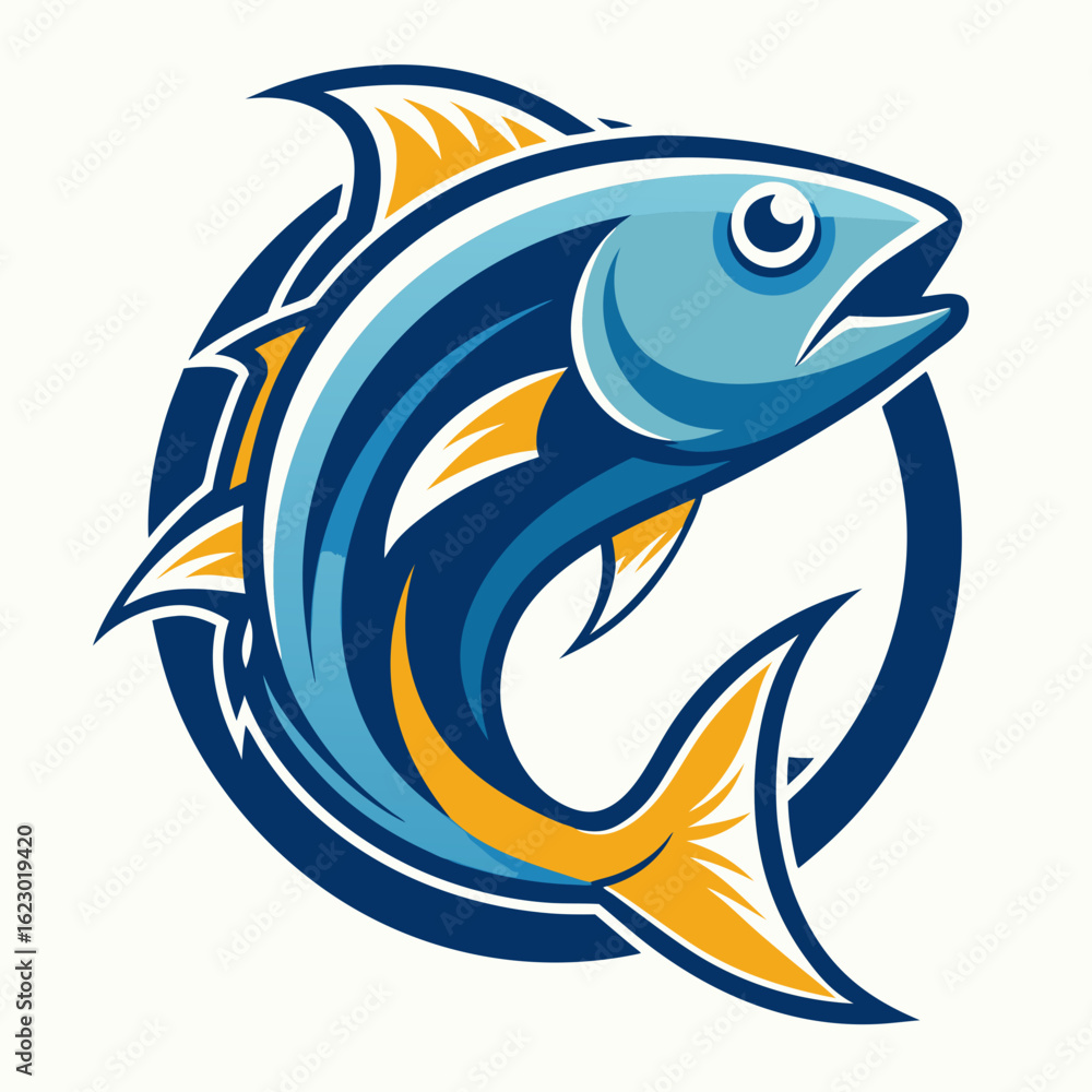 Obraz premium Bait Lure Fish Hook Fishing Angler logo design inspiration