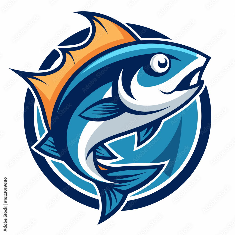 Obraz premium Bait Lure Fish Hook Fishing Angler logo design inspiration