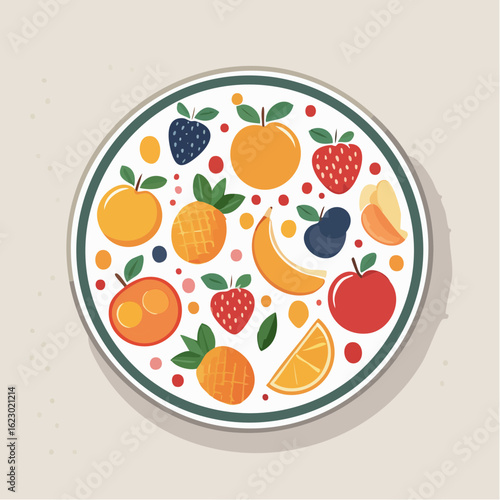 Vibrant Fruit Medley: A Colorful and Appetizing Vector Illustration of Fresh Produce