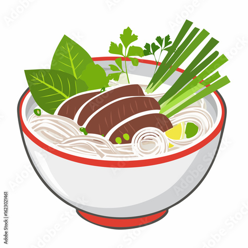 Pho mit Rindfleisch und Kräutern