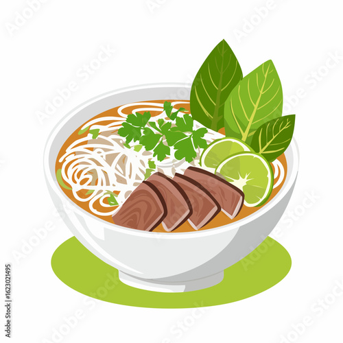 Pho mit Rindfleisch und Kräutern