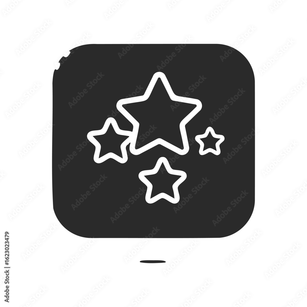 Obraz premium Simple black icon of multiple stars in varying sizes on square background