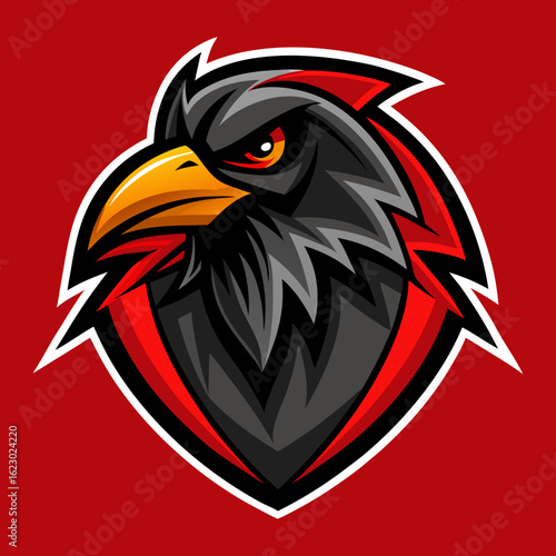 Raven Perched on Skull Crescent Moon Background Vector Logo Design