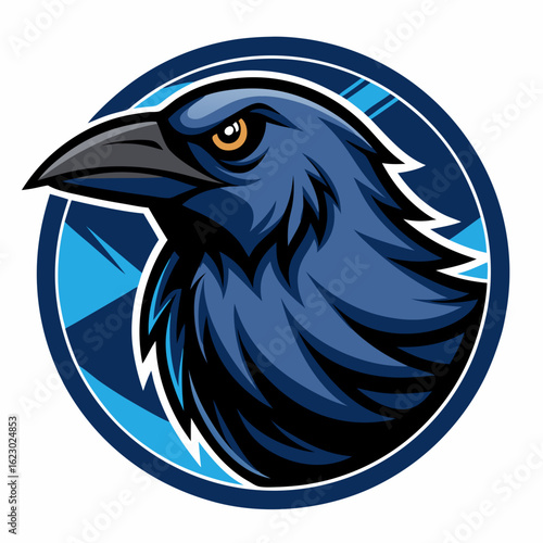 Raven Perched on Skull Crescent Moon Background Vector Logo Design