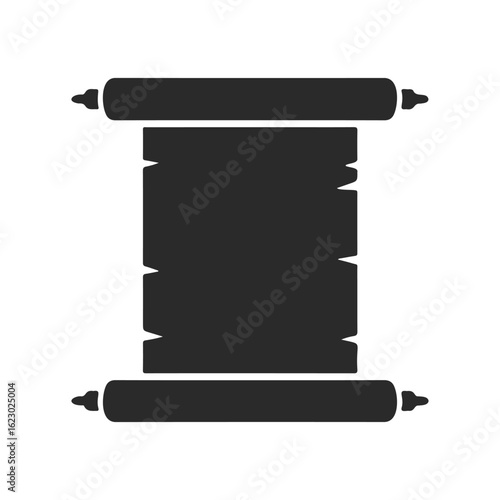 Ancient scroll silhouette icon on white background