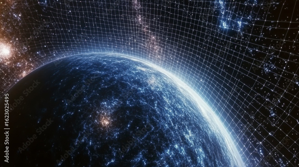 Obraz premium Global network connection, earth, space, grid, digital, technology, futuristic.