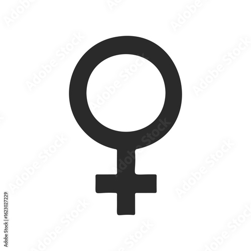 Female gender symbol icon in bold black on white background