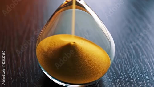Time's Passage: Golden Sand Drifts Through Hourglass, Elegant Close-Up