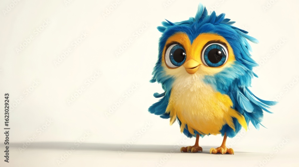 Naklejka premium A charming, animated small bird with large eyes.