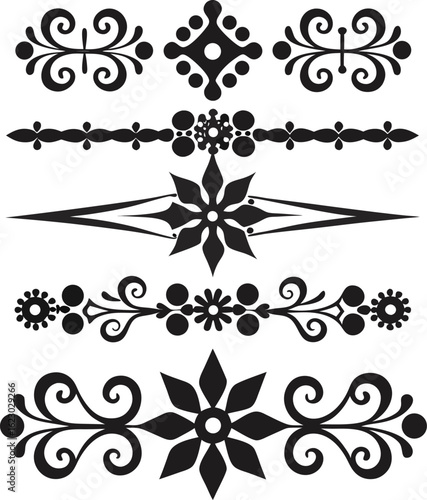 A collection of decorative design elements, including patterns, shapes, and textures for creative projects
